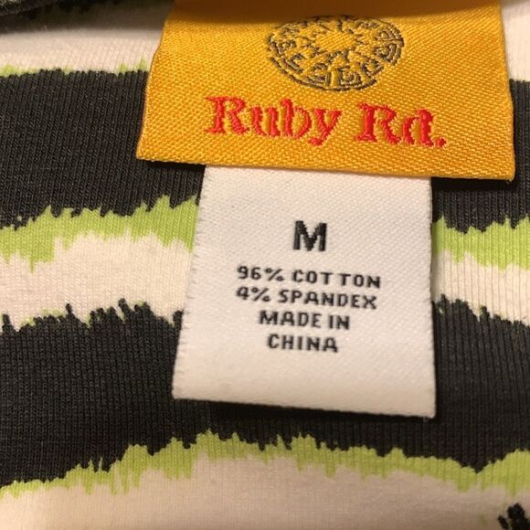 Ruby Rd. zip-up jacket w/drawstring neck .  Black/white w/lime green trim.  EUC - Picture 5 of 10